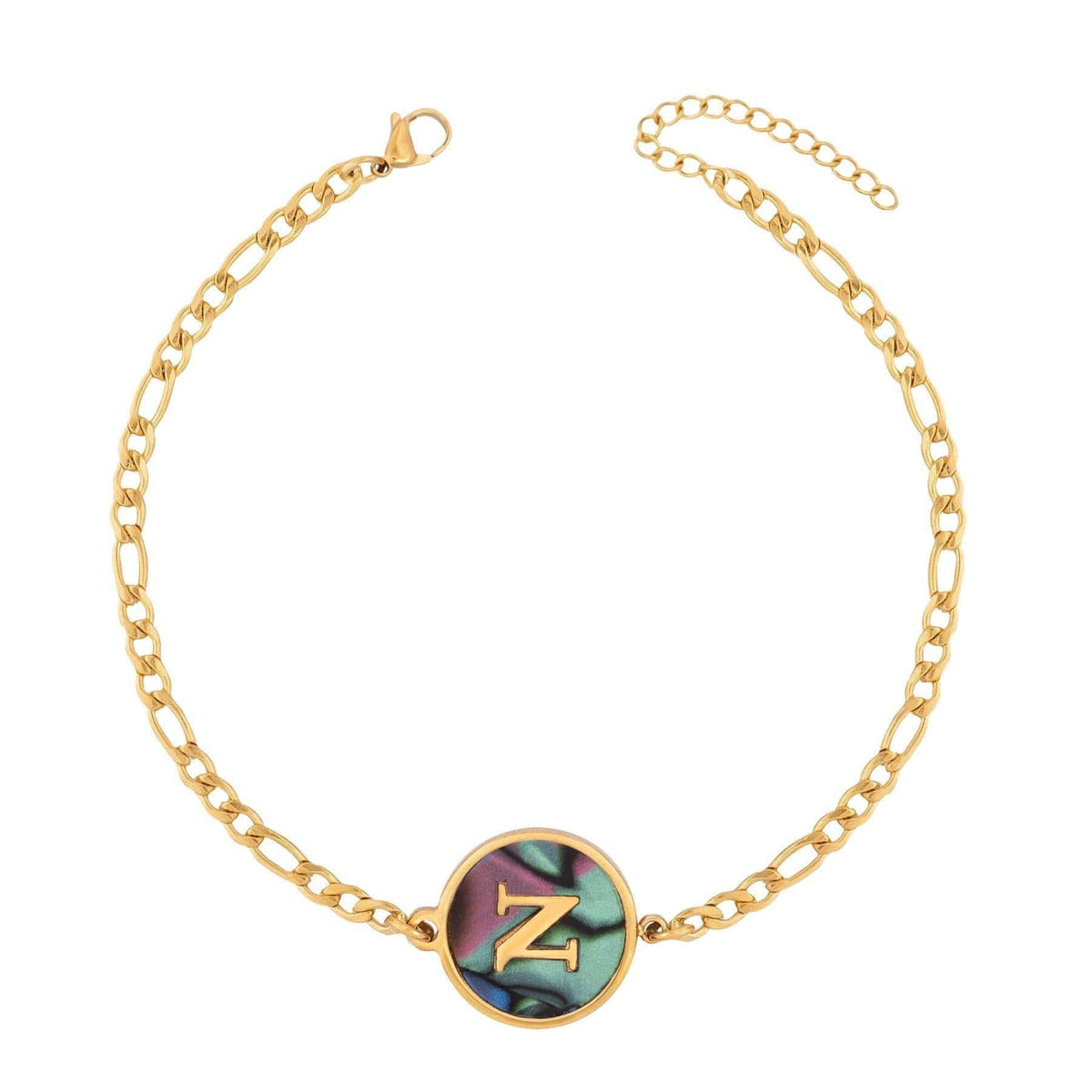 Urbanti Stainless Steel Abalone Initial Bracelet