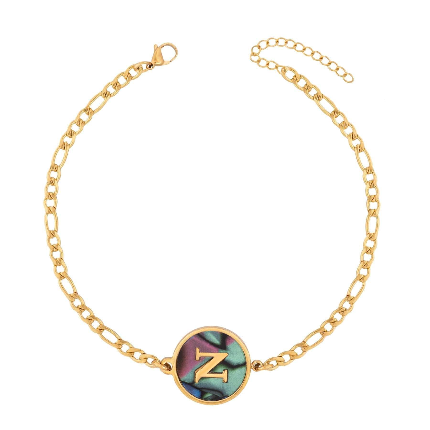 Urbanti Stainless Steel Abalone Initial Bracelet