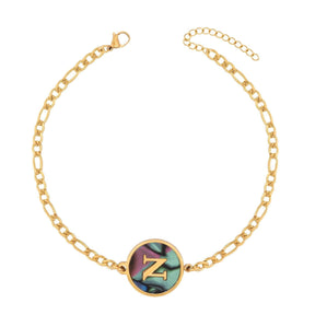 Urbanti Stainless Steel Abalone Initial Bracelet