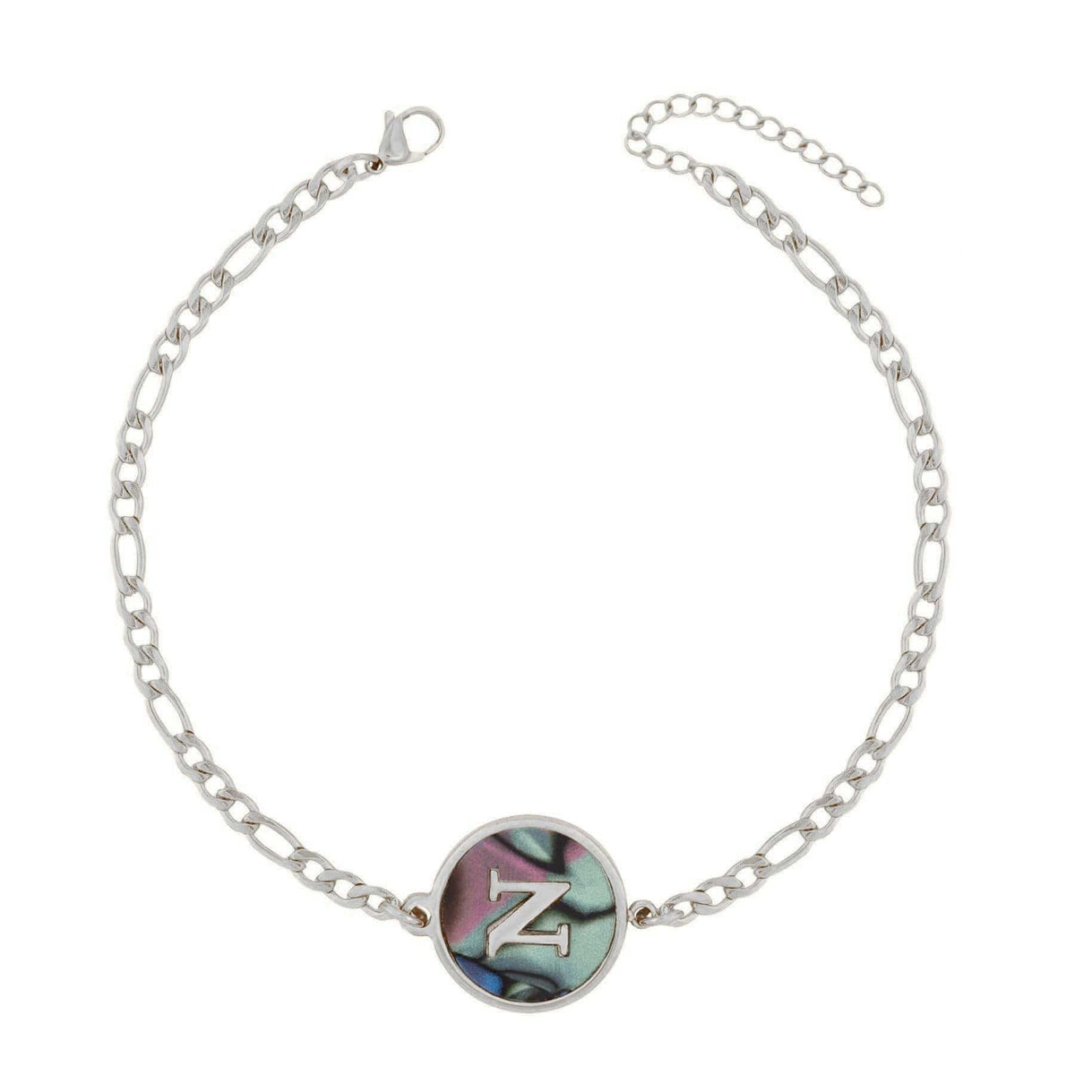 Urbanti Stainless Steel Abalone Initial Bracelet Silver / A