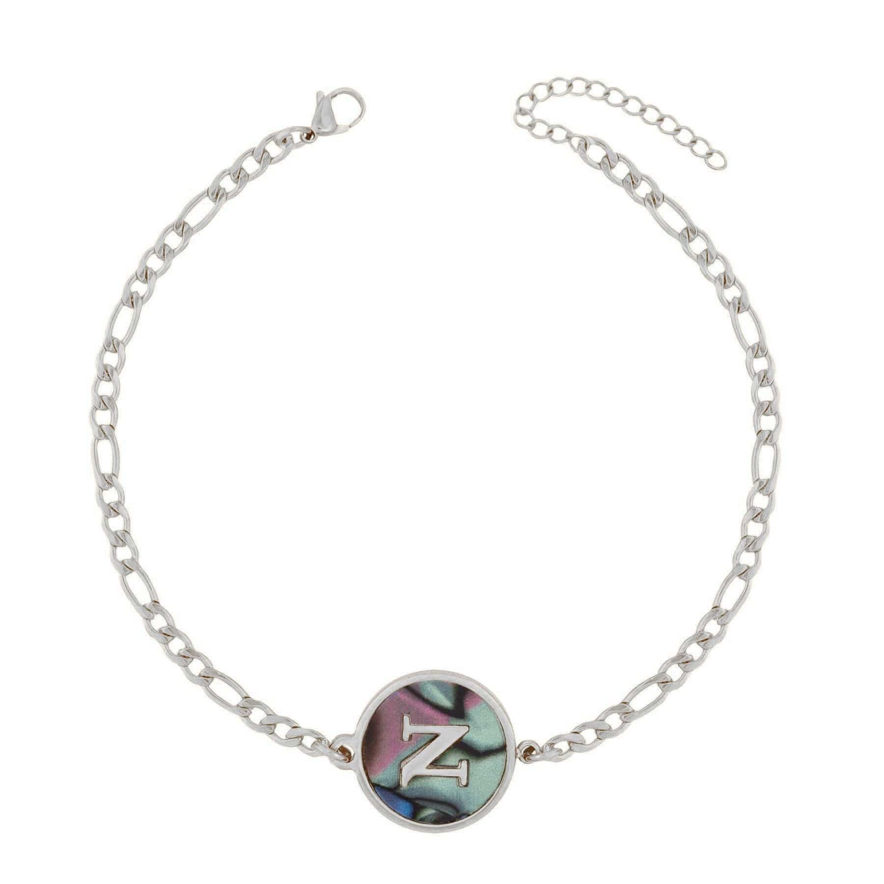 Urbanti Stainless Steel Abalone Initial Bracelet Silver / A