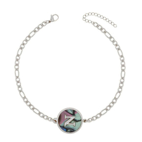 Urbanti Stainless Steel Abalone Initial Bracelet Silver / A