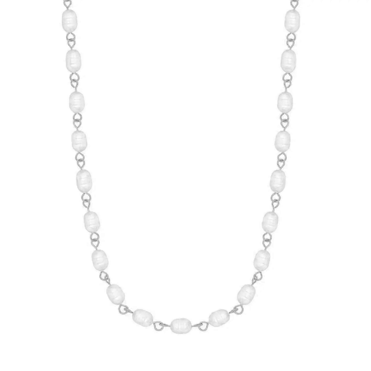 Urbanti Stainless Steel Adrienne Pearl Necklace Silver