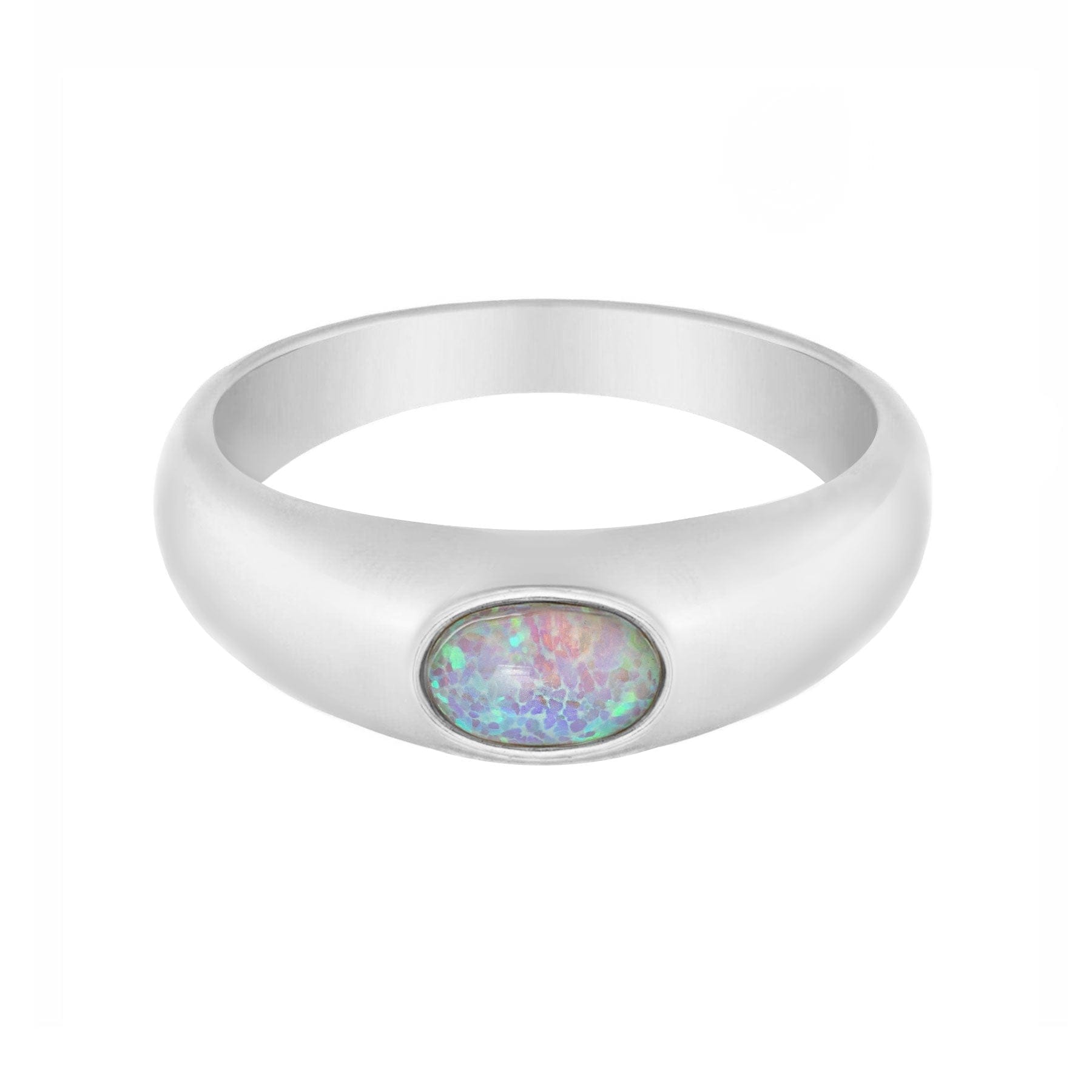 Urbanti Stainless Steel Aisha Opal Ring Silver / US 6 / UK L / EUR 51 (small)