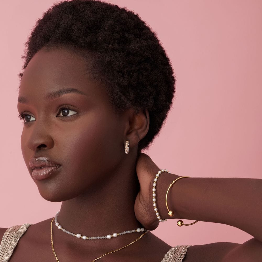 Urbanti Stainless Steel Alice Pearl Hoop Earrings