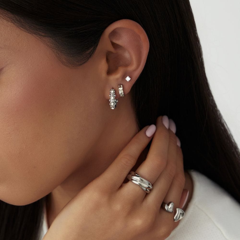 Urbanti Stainless Steel Alice Pearl Hoop Earrings