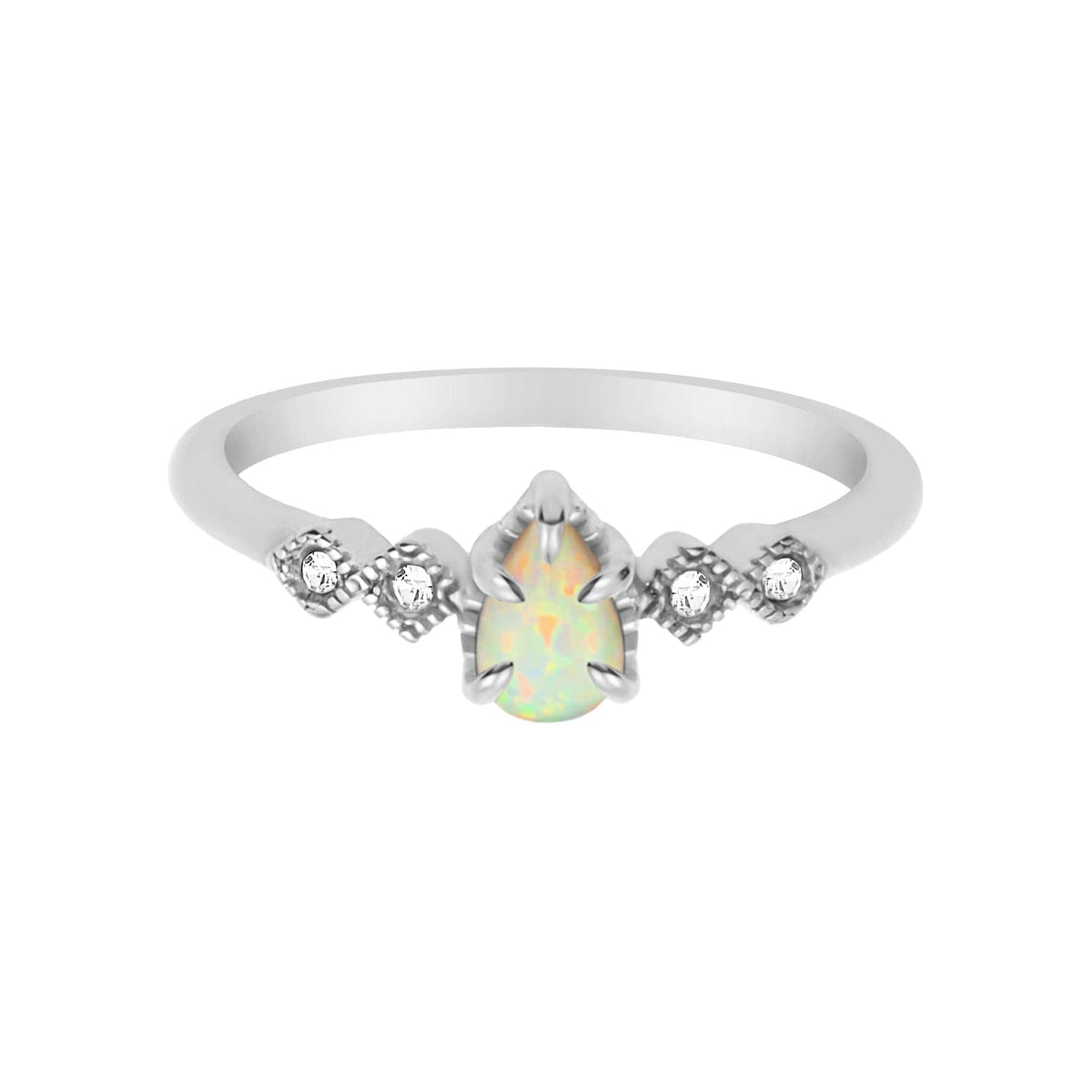 Urbanti Stainless Steel Alyssa Opal Ring Silver / US 5 / UK J / EUR 49 (x small)