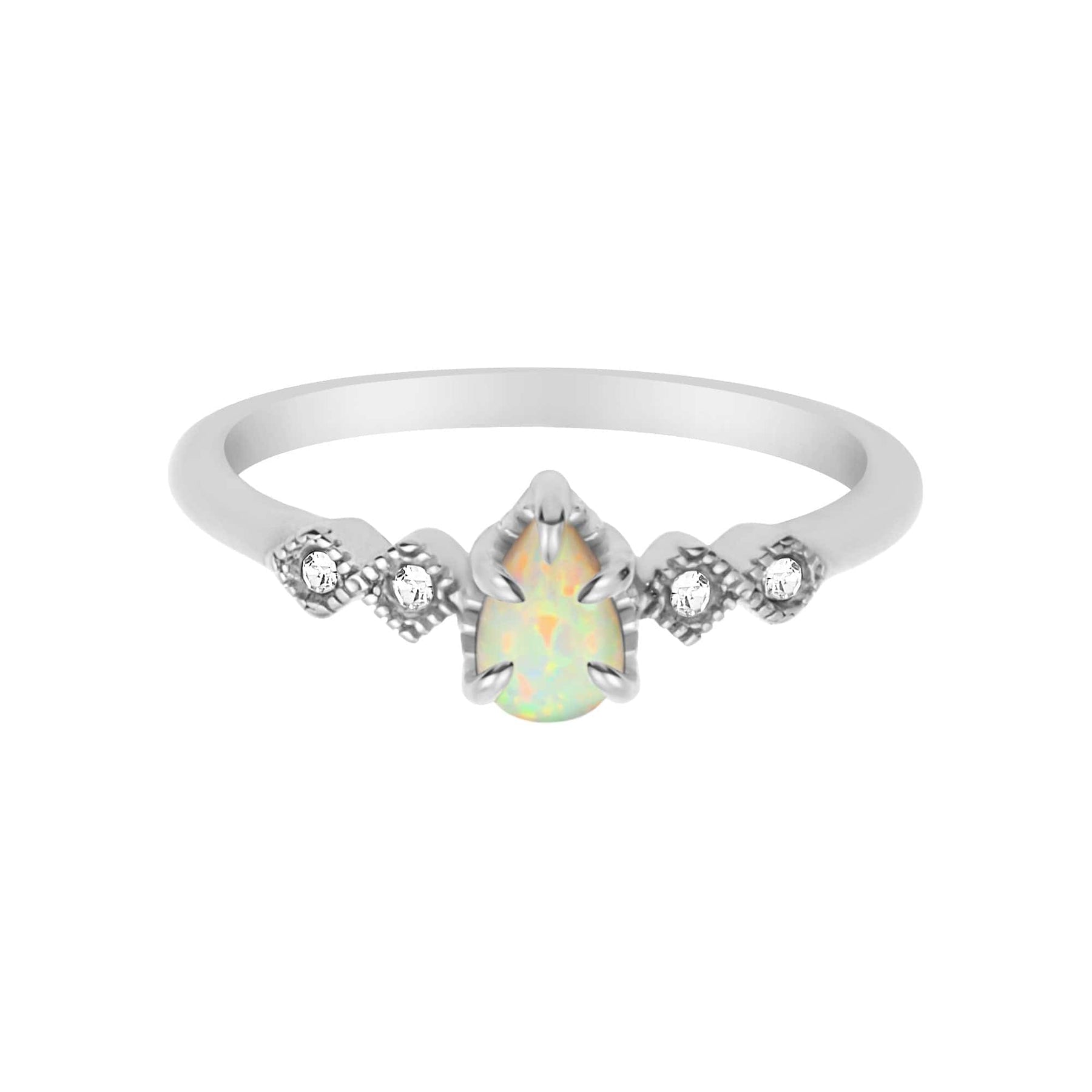 Urbanti Stainless Steel Alyssa Opal Ring Silver / US 5 / UK J / EUR 49 (x small)