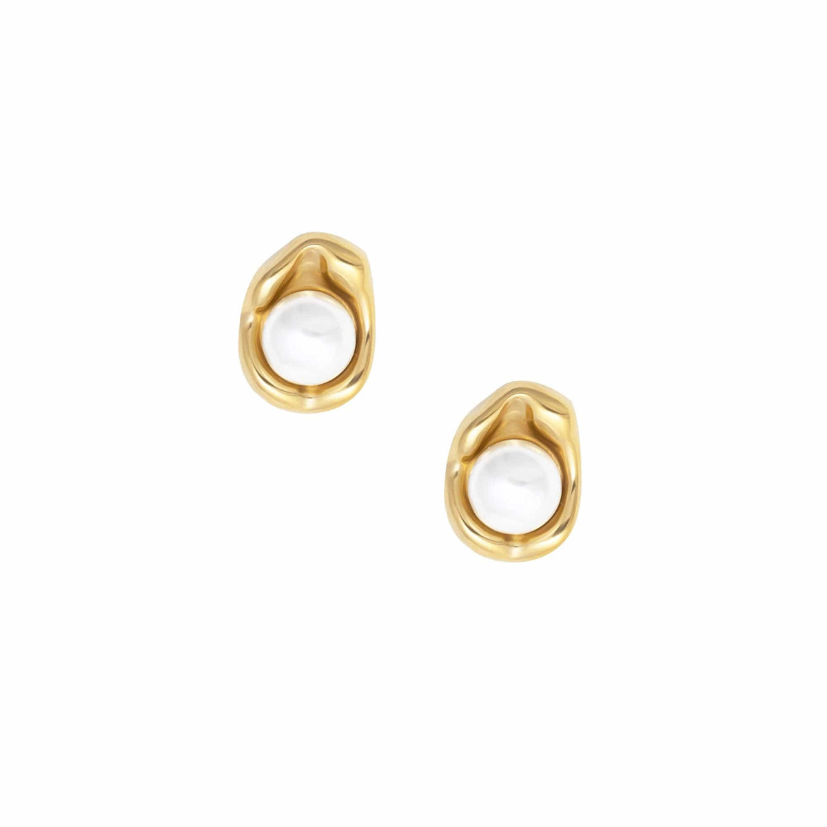 Urbanti Stainless Steel Amber Pearl Stud Earrings