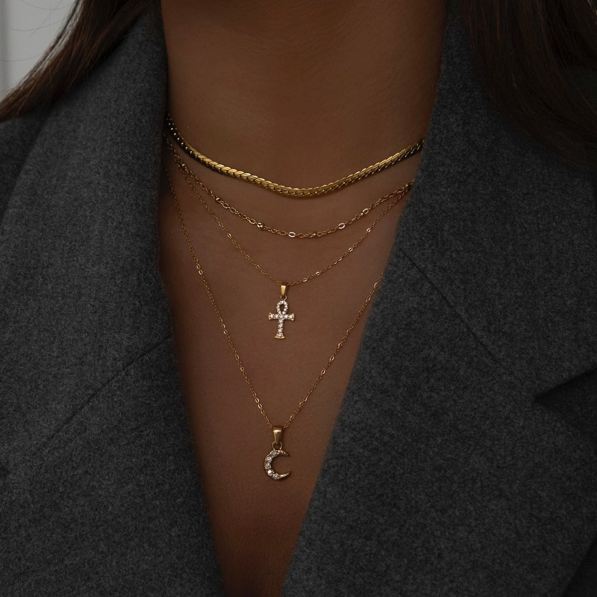 Urbanti Stainless Steel Ankh Necklace Gold