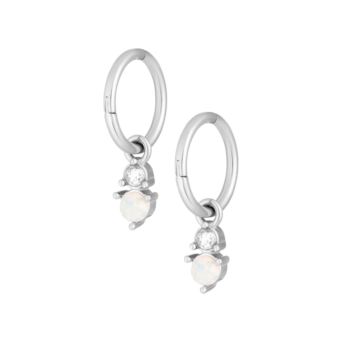 Urbanti Stainless Steel Anthem Opal Hoop Earrings