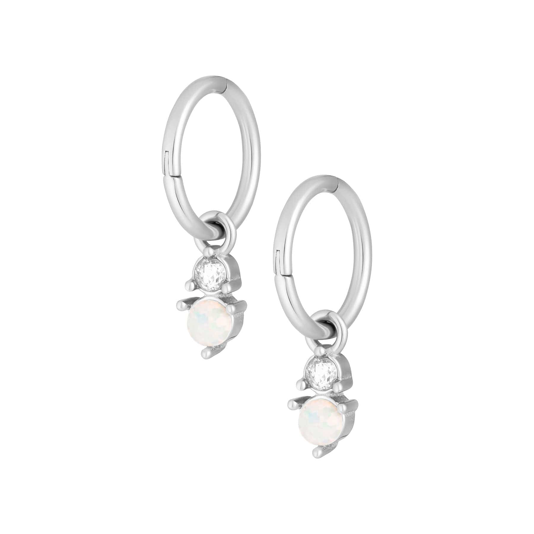 Urbanti Stainless Steel Anthem Opal Hoop Earrings