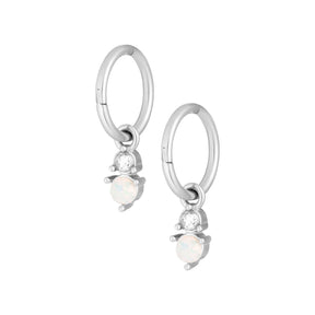 Urbanti Stainless Steel Anthem Opal Hoop Earrings
