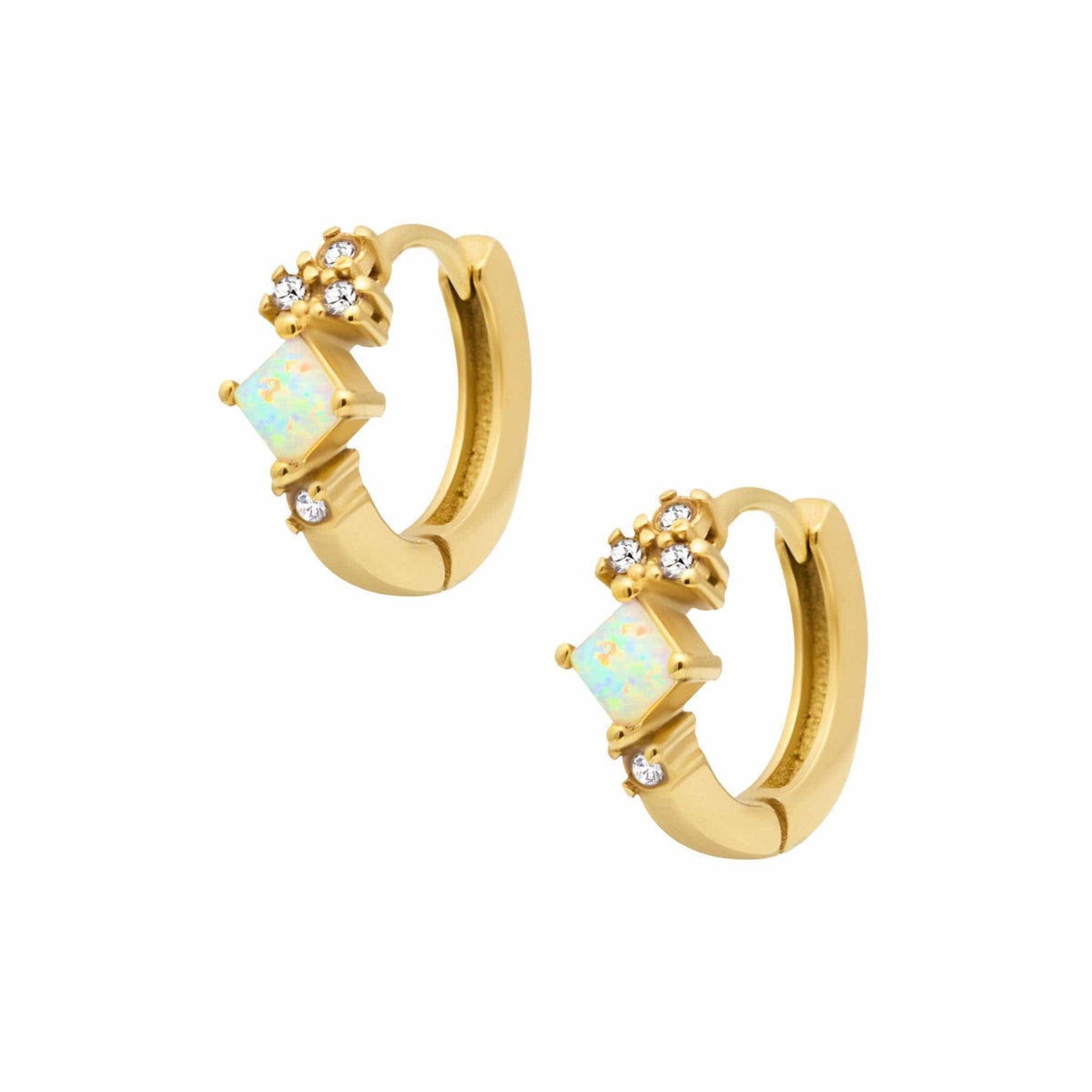 Urbanti Stainless Steel Avar Opal Hoop Earrings