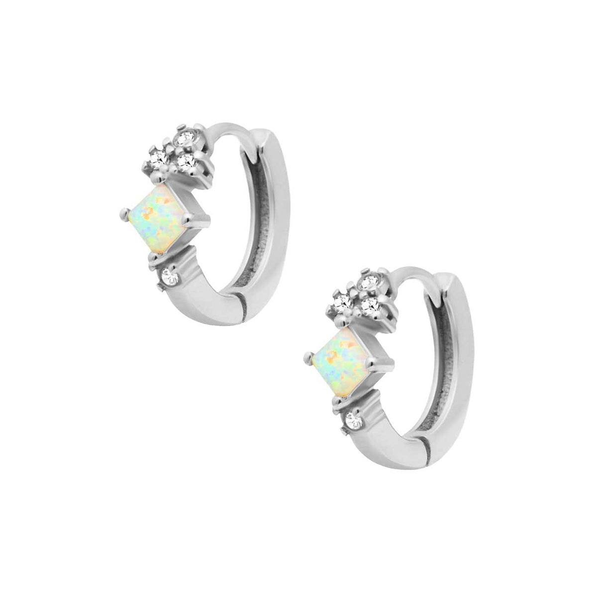 Urbanti Stainless Steel Avar Opal Hoop Earrings