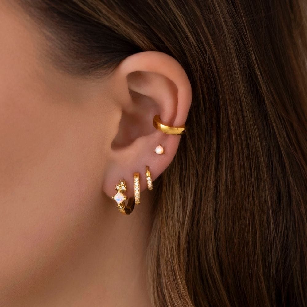 Urbanti Stainless Steel Avar Opal Hoop Earrings