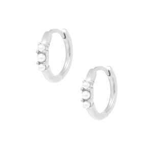 Urbanti Stainless Steel Barbados Pearl Hoop Earrings