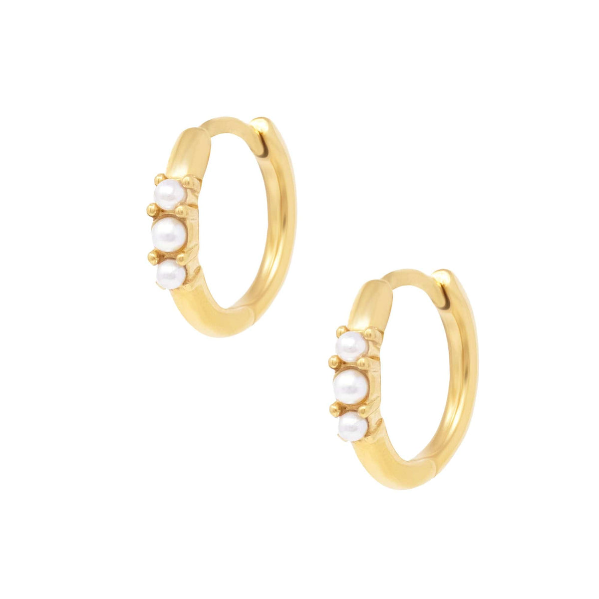 Urbanti Stainless Steel Barbados Pearl Hoop Earrings