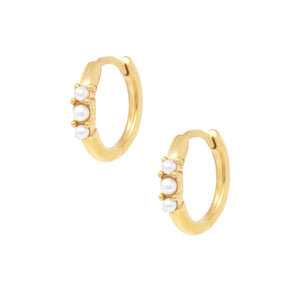 Urbanti Stainless Steel Barbados Pearl Hoop Earrings