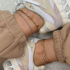 Urbanti Stainless Steel Bardot Tennis Anklet Gold