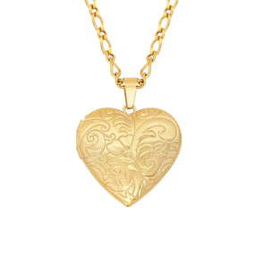 Urbanti Stainless Steel Beau Heart Locket Necklace Gold