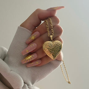 Urbanti Stainless Steel Beau Heart Locket Necklace Gold