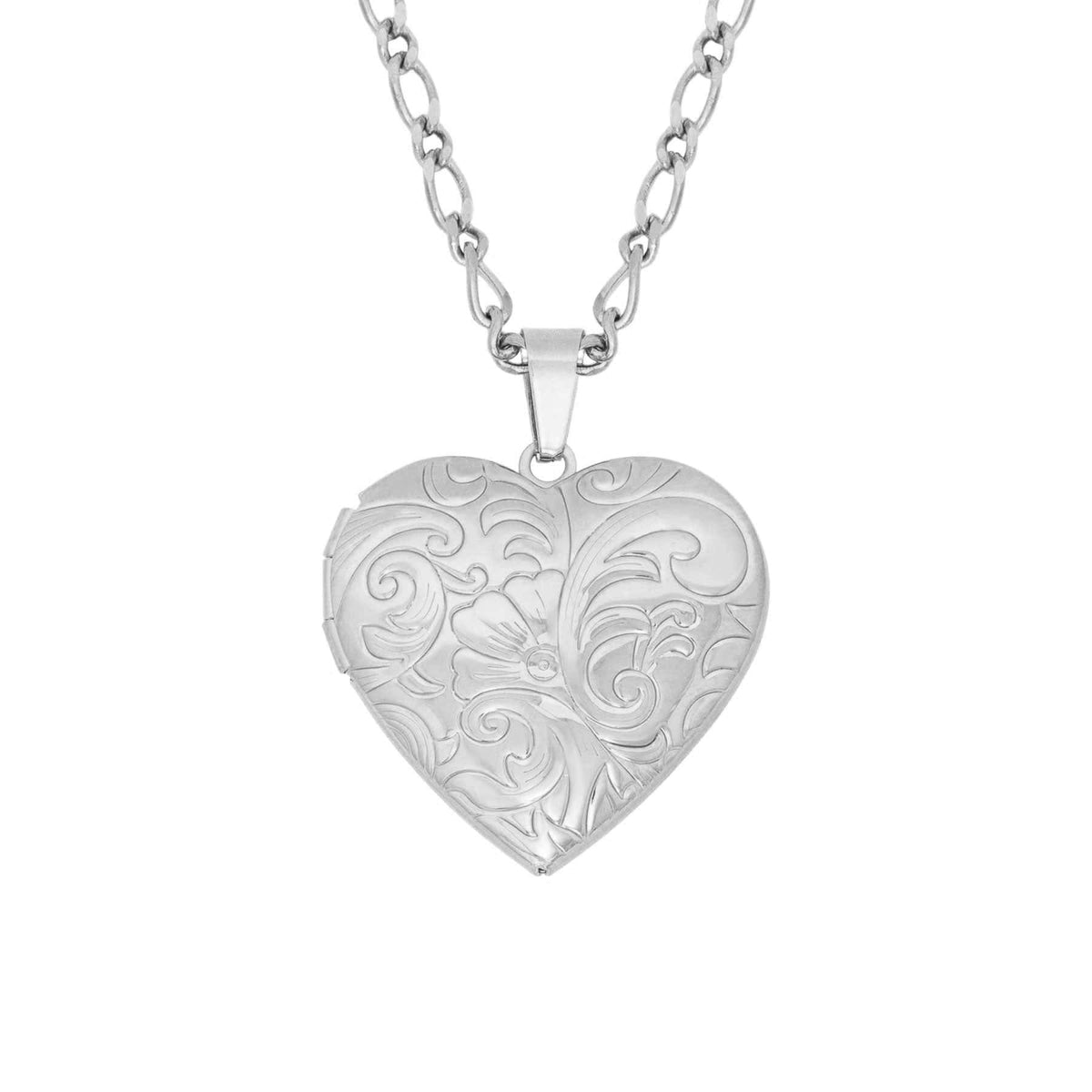 Urbanti Stainless Steel Beau Heart Locket Necklace Silver