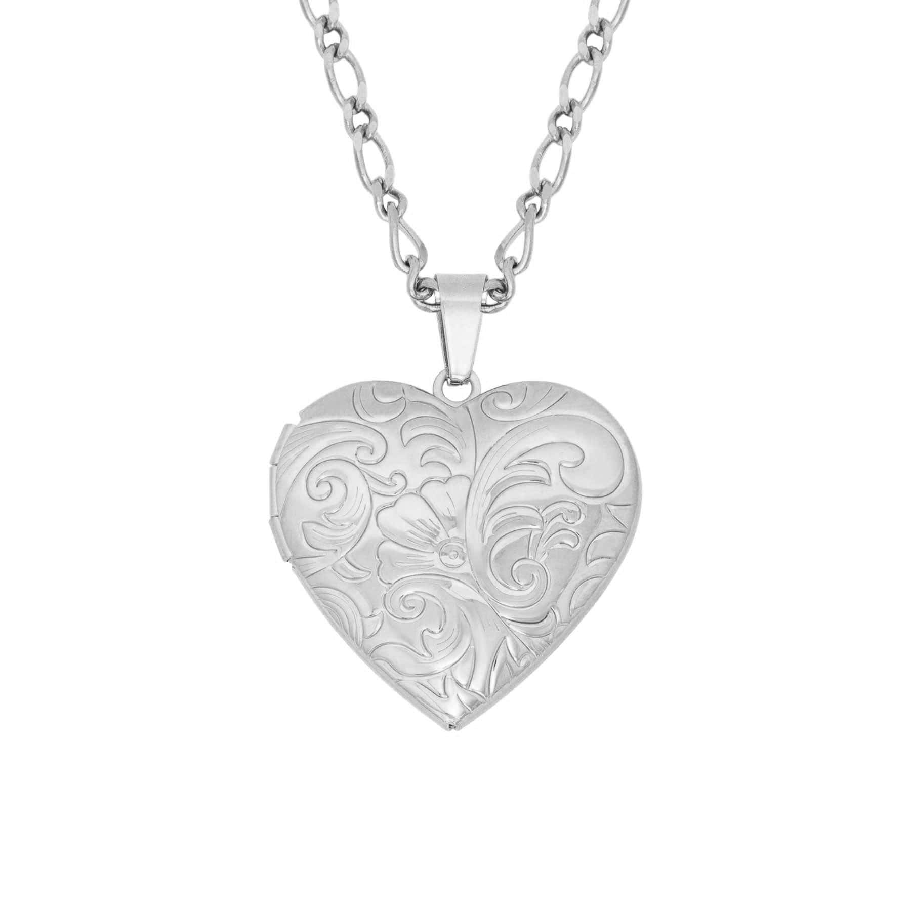 Urbanti Stainless Steel Beau Heart Locket Necklace Silver