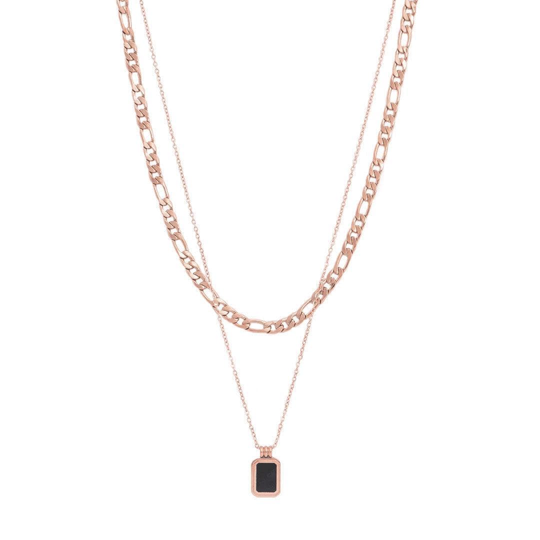 Urbanti Stainless Steel Belle Layered Necklace Rose Gold