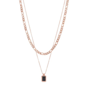 Urbanti Stainless Steel Belle Layered Necklace Rose Gold