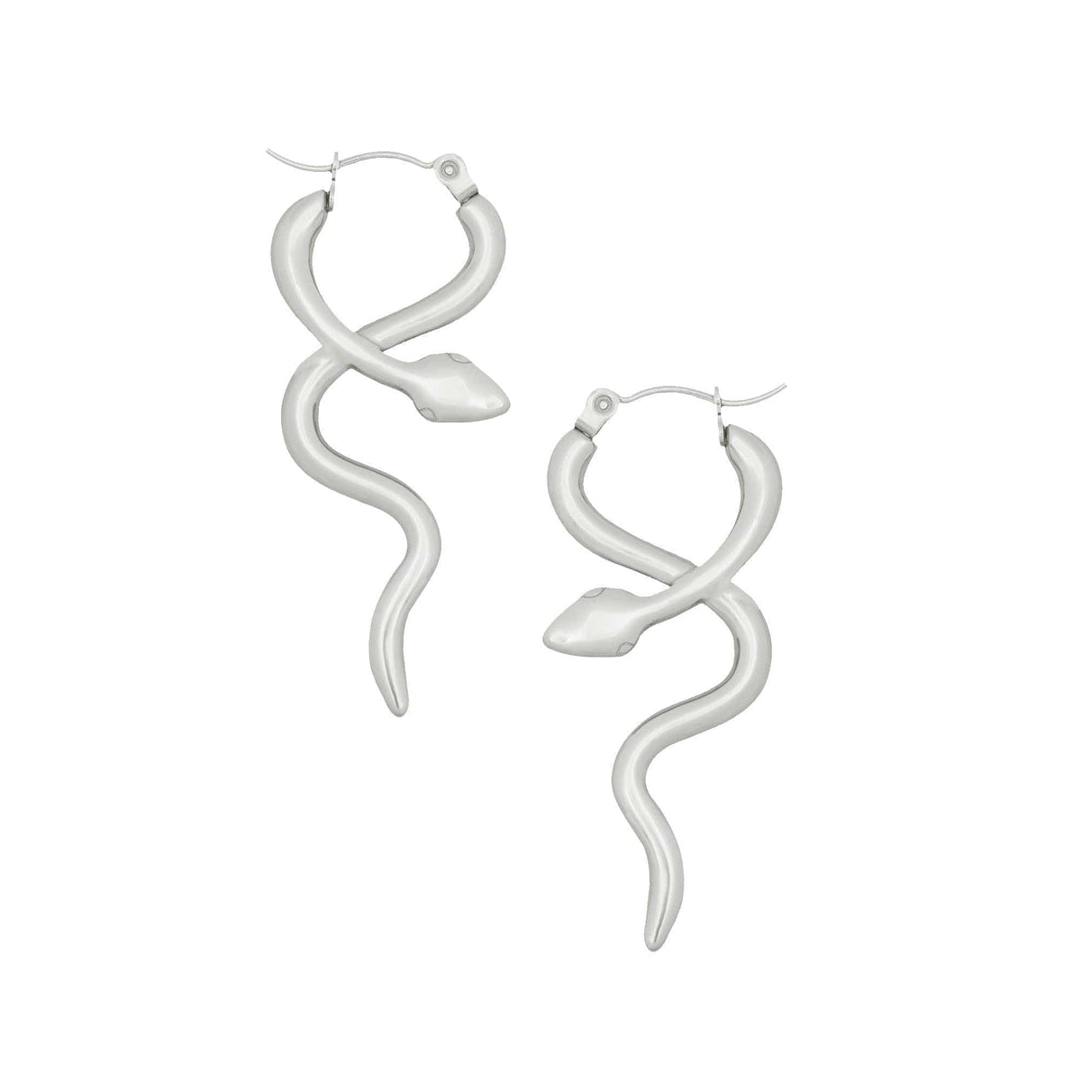 Urbanti Stainless Steel Boa Hoop Earrings Silver