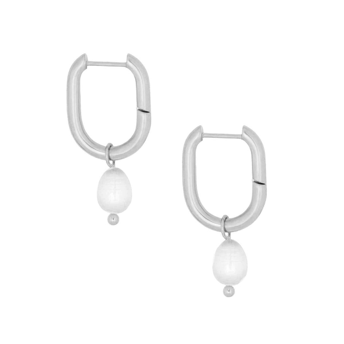 Urbanti Stainless Steel Bora Bora Pearl Hoop Earrings