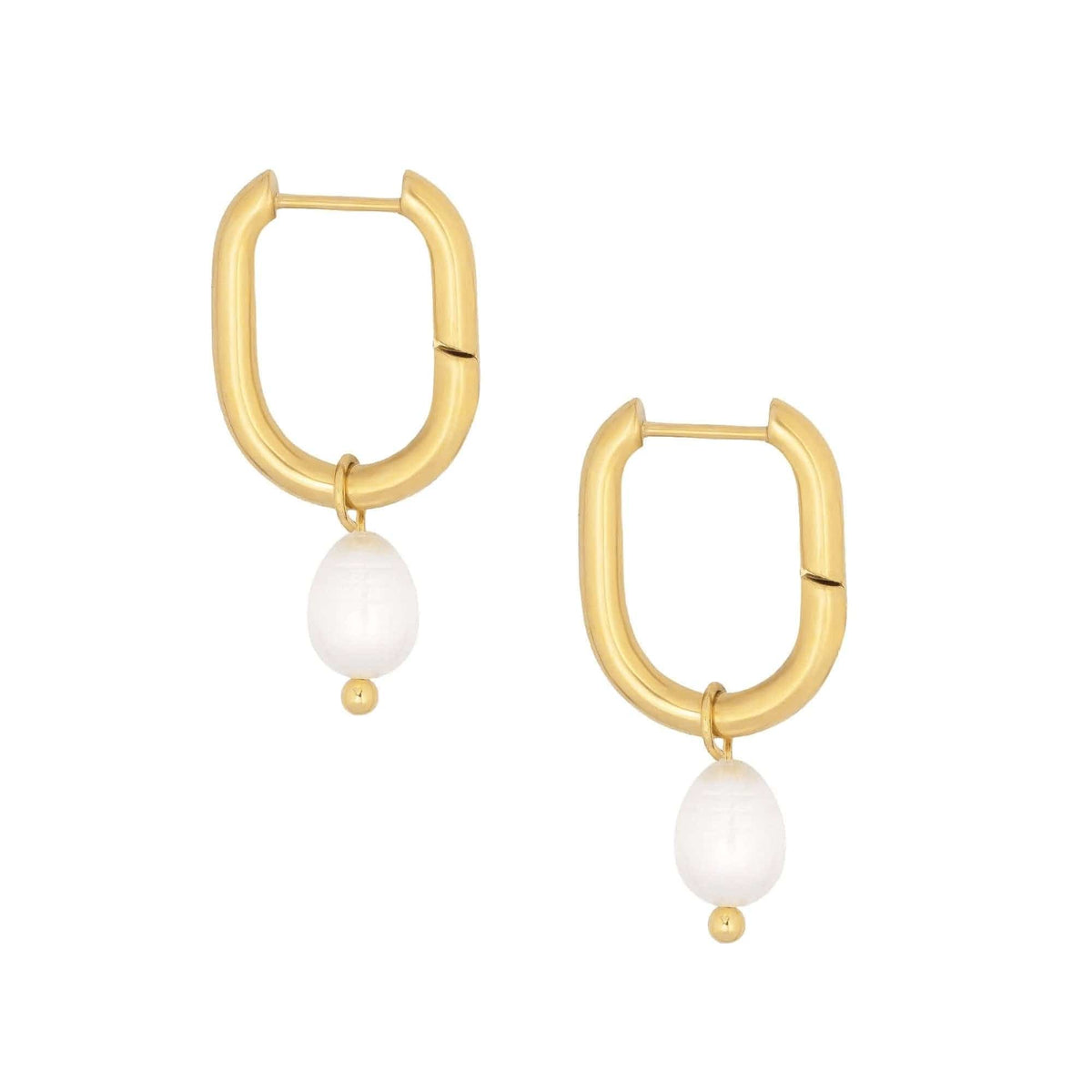 Urbanti Stainless Steel Bora Bora Pearl Hoop Earrings