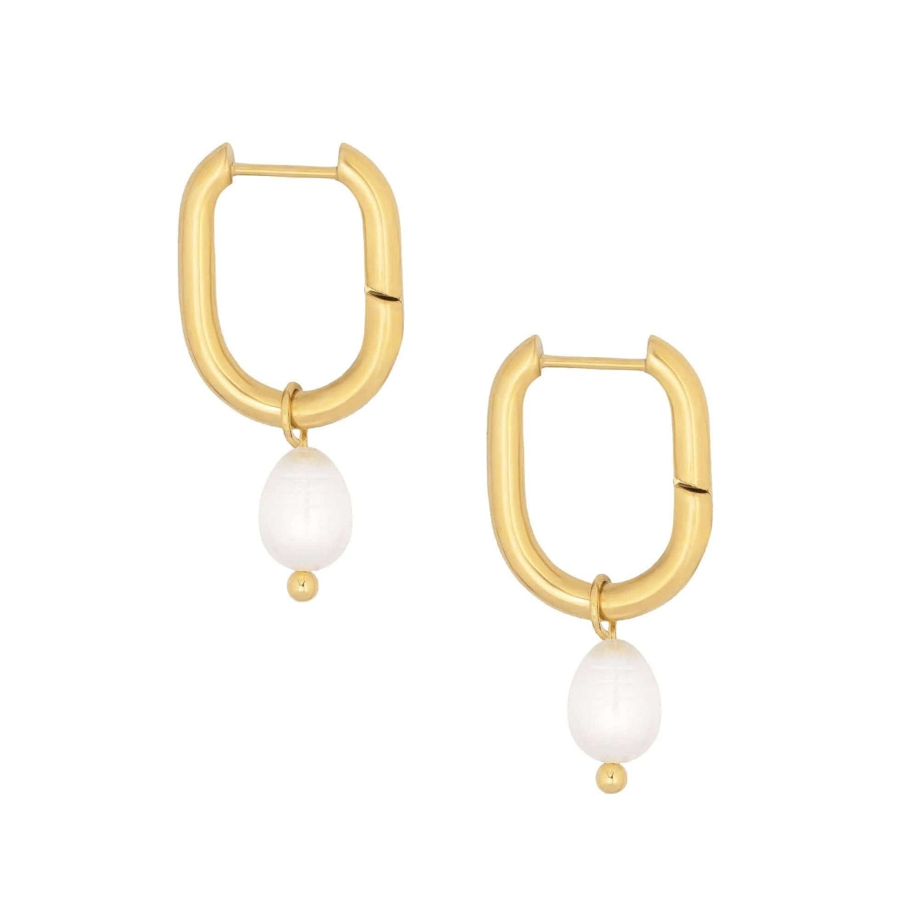 Urbanti Stainless Steel Bora Bora Pearl Hoop Earrings