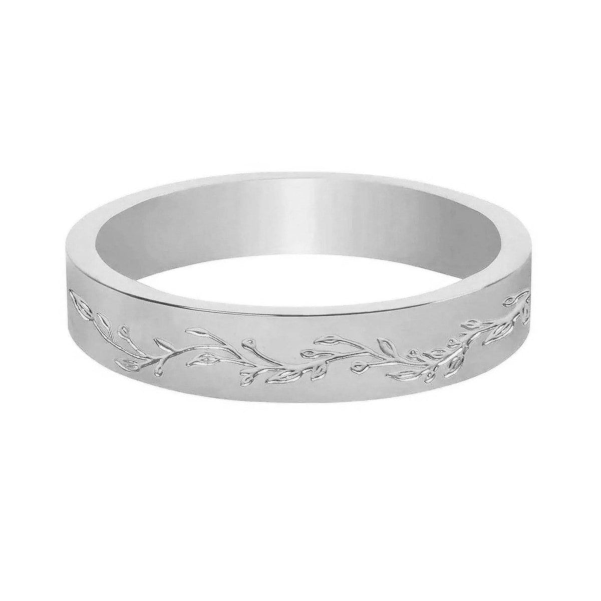 Urbanti Stainless Steel Botanical Ring Silver / US 4 / UK H / EUR 46 / (xxsmall)