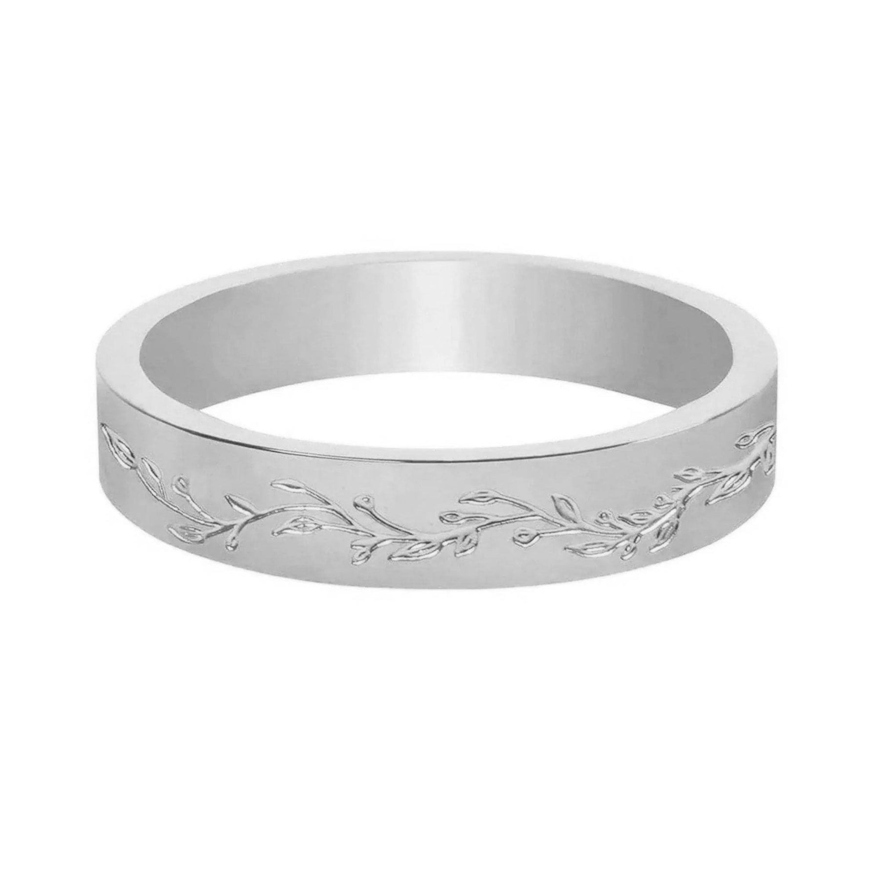 Urbanti Stainless Steel Botanical Ring Silver / US 4 / UK H / EUR 46 / (xxsmall)