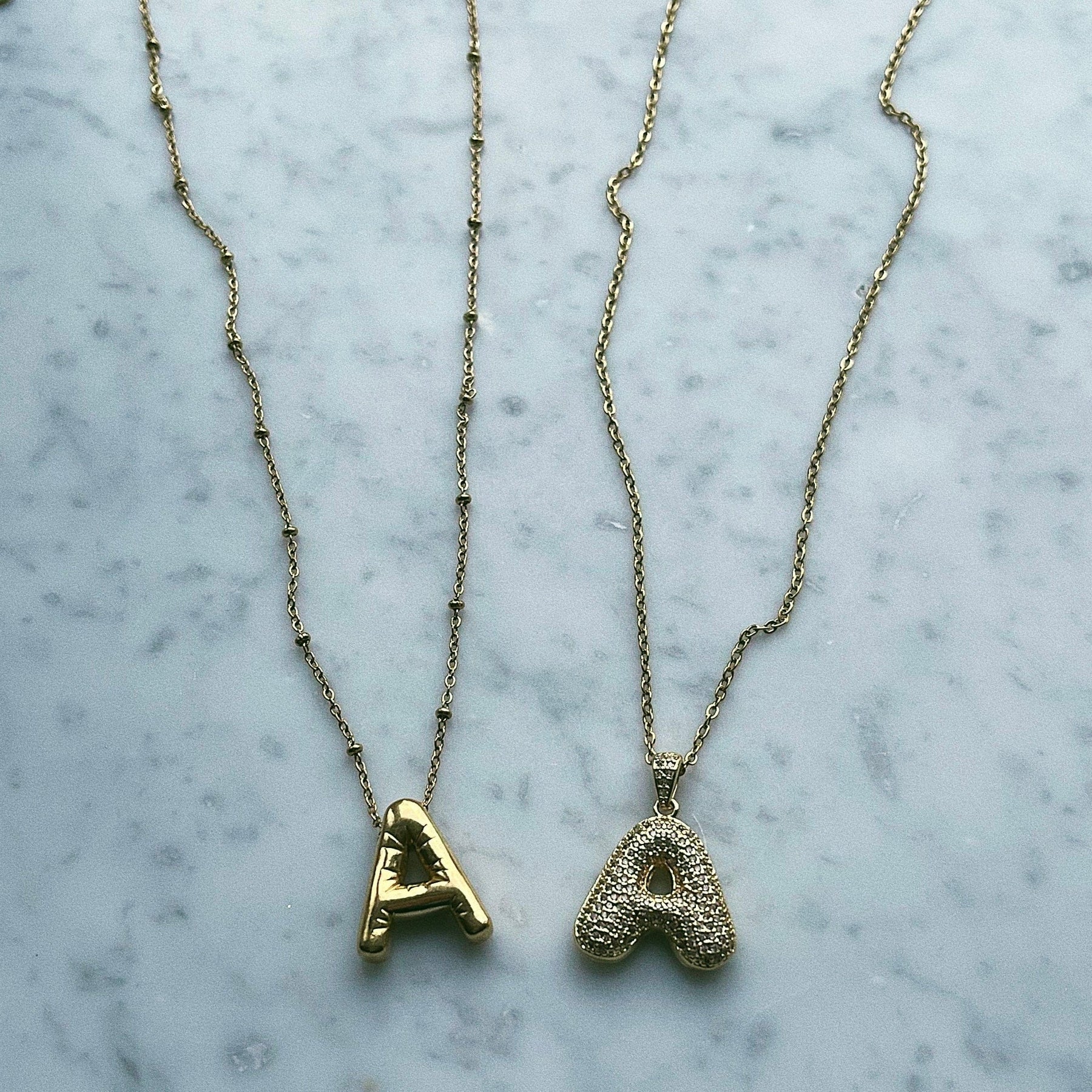 Urbanti Stainless Steel Bubble Initial Necklace