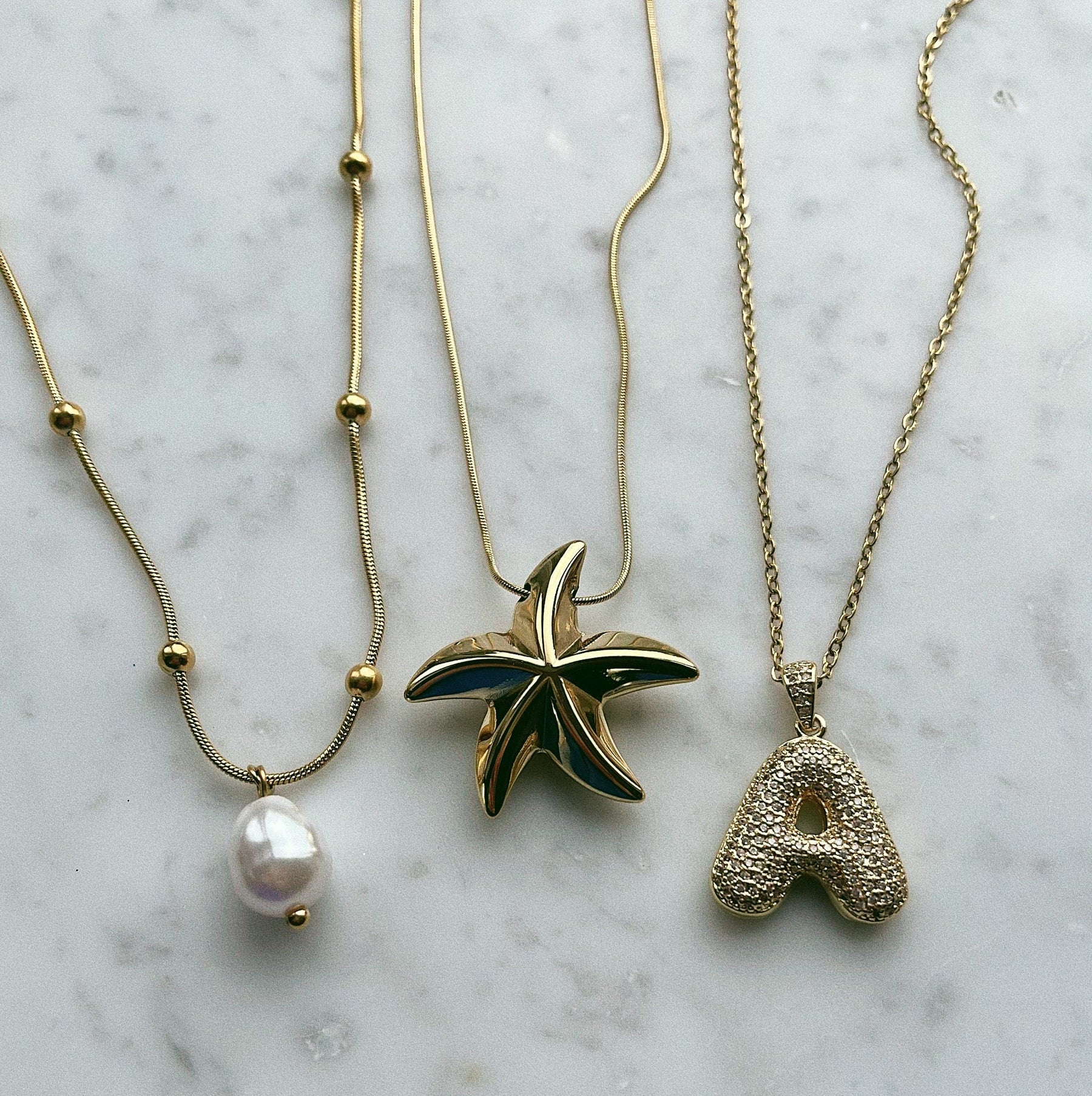 Urbanti Stainless Steel Bubble Initial Necklace