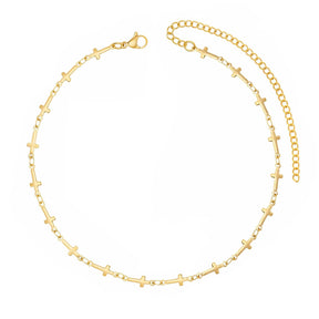 Urbanti Stainless Steel Cathedral Cross Choker Gold