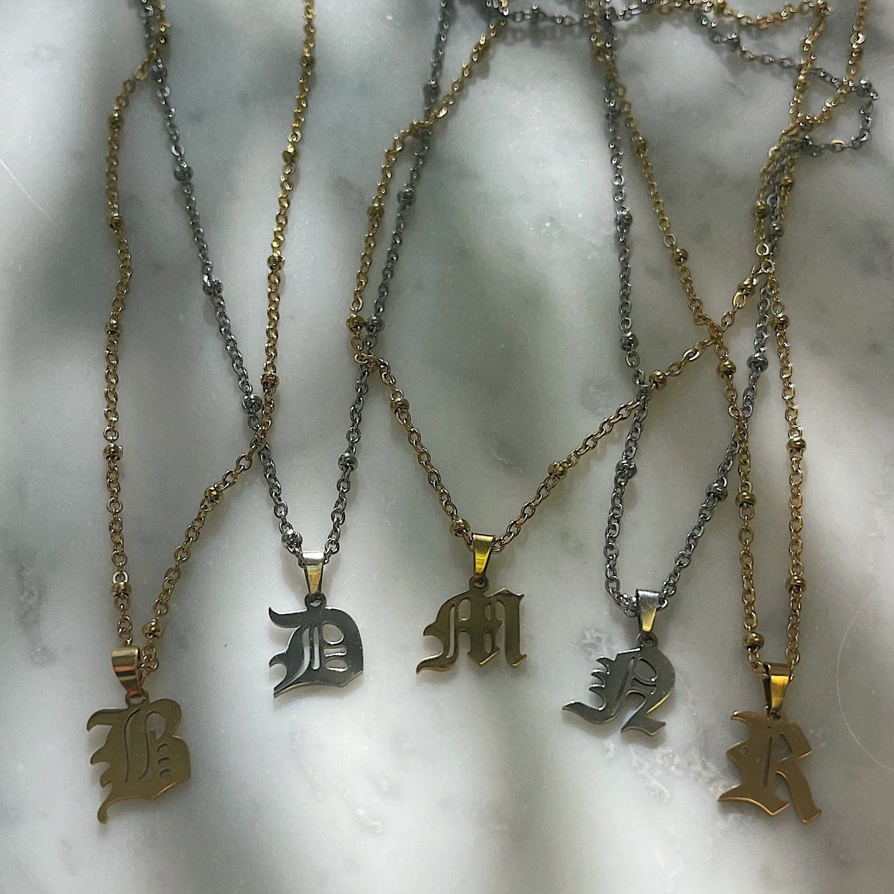 Urbanti Stainless Steel Charisma Beaded Initial Necklace