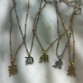 Urbanti Stainless Steel Charisma Beaded Initial Necklace