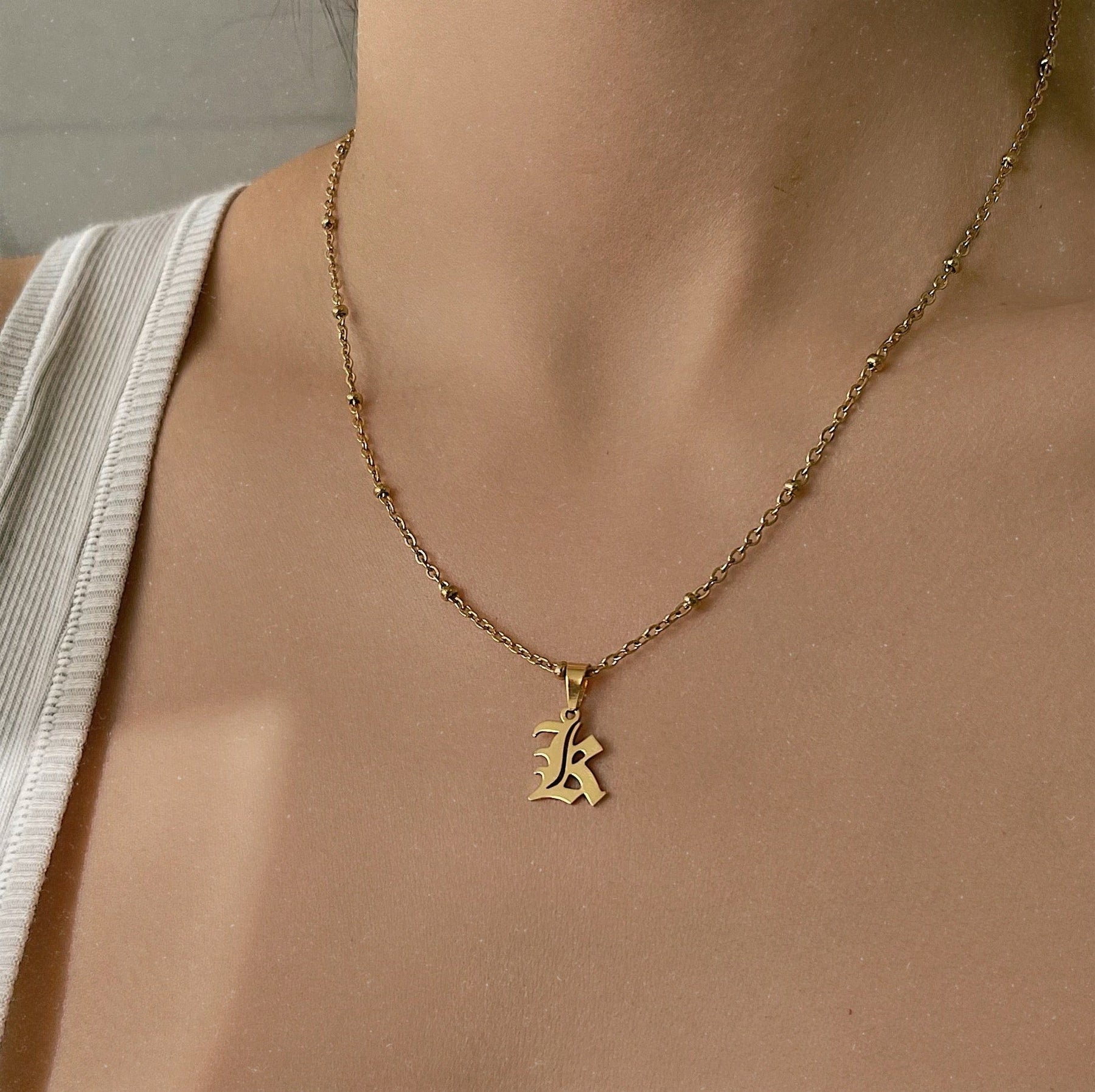 Urbanti Stainless Steel Charisma Beaded Initial Necklace