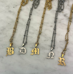 Urbanti Stainless Steel Charisma Beaded Initial Necklace