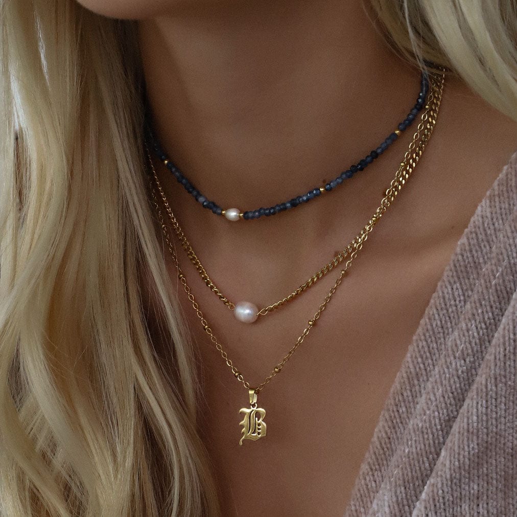 Urbanti Stainless Steel Charisma Beaded Initial Necklace