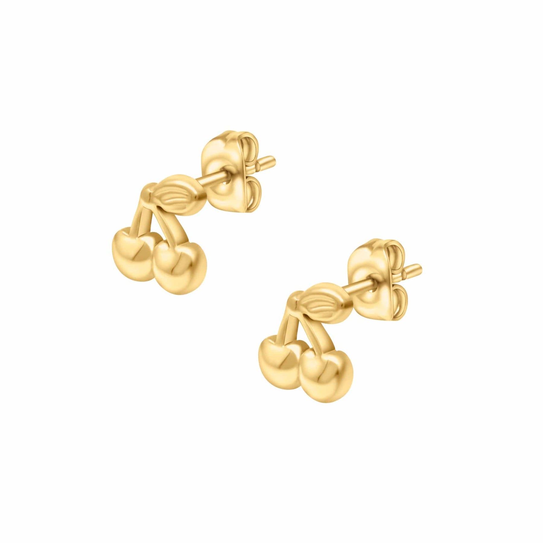 Urbanti Stainless Steel Cherry Stud Earrings Gold
