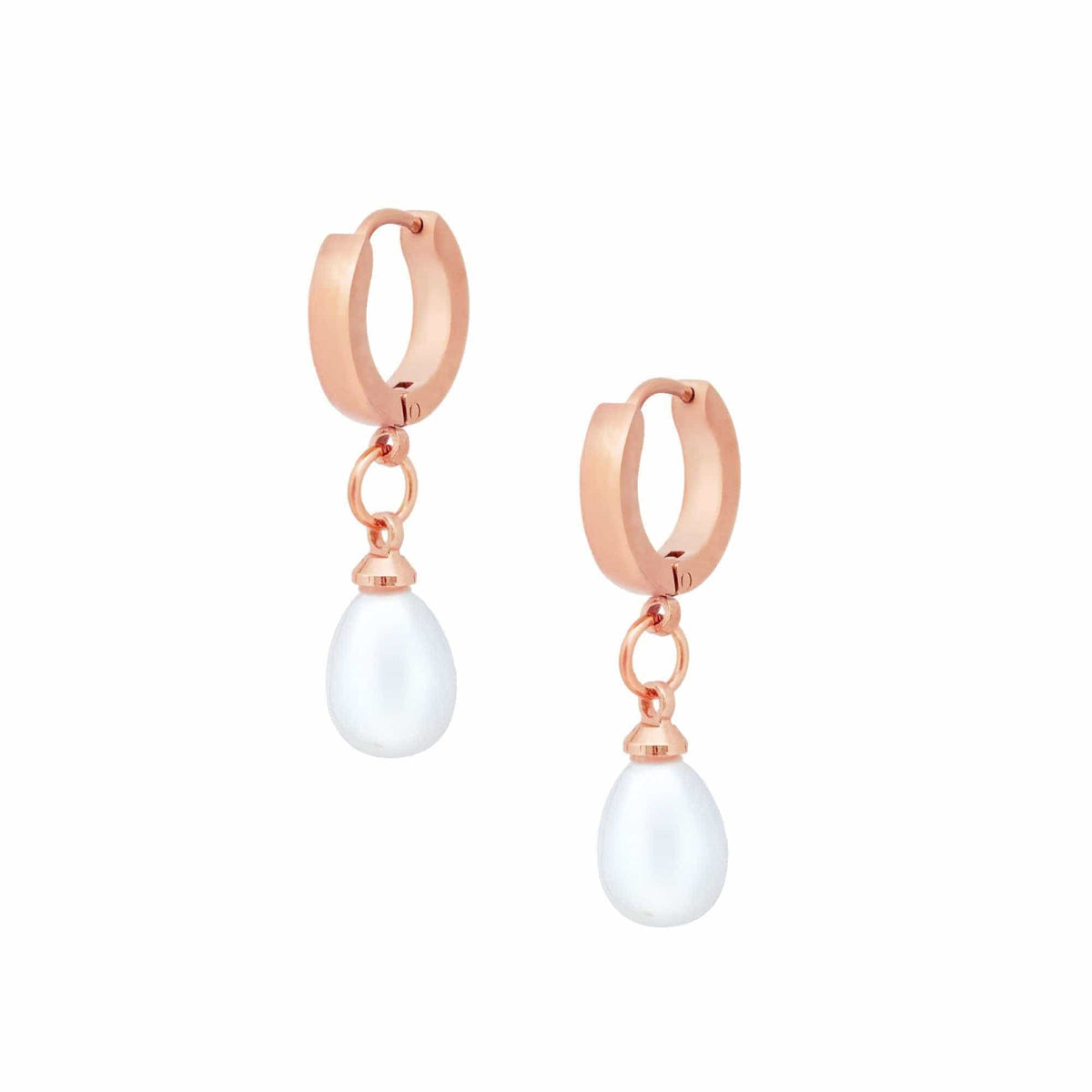 Urbanti Stainless Steel Chlo Pearl Hoop Earrings
