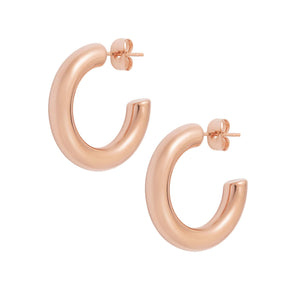 Urbanti Stainless Steel Classic Hoop Earrings Rose Gold / Small