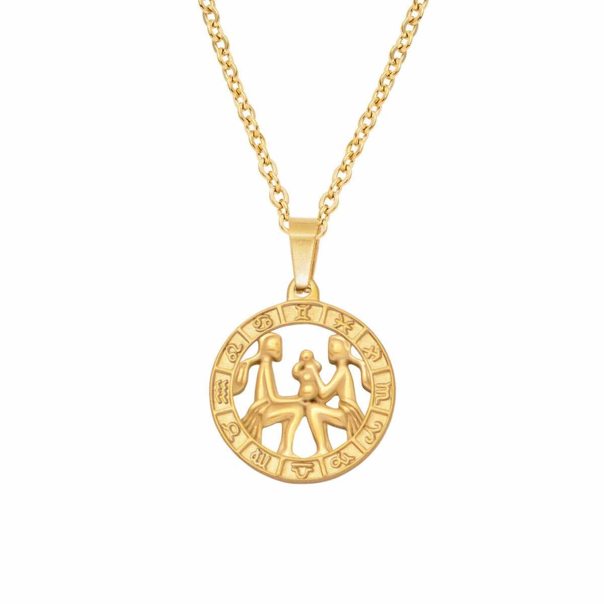 Urbanti Stainless Steel Classic Zodiac Necklace Gold / Gemini