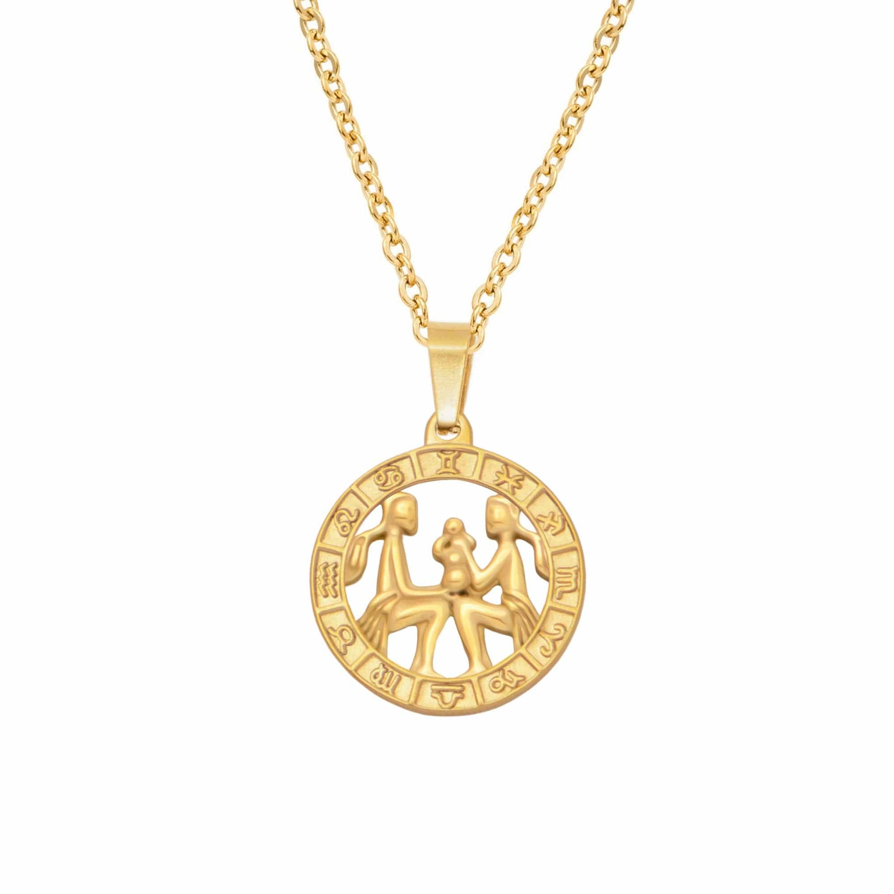 Urbanti Stainless Steel Classic Zodiac Necklace Gold / Gemini