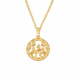 Urbanti Stainless Steel Classic Zodiac Necklace Gold / Gemini